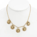 14K Női arany nyakék 5 db oroszlán fejes medállal