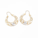 14K Női arany-fehérarany fantázia hátul kapcsos  fülbevaló