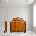 1928 ban készült diófa háttámlás komód és virágállvány