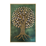 fekete ezüst színű pénzfa fali dekoráció érmékkel