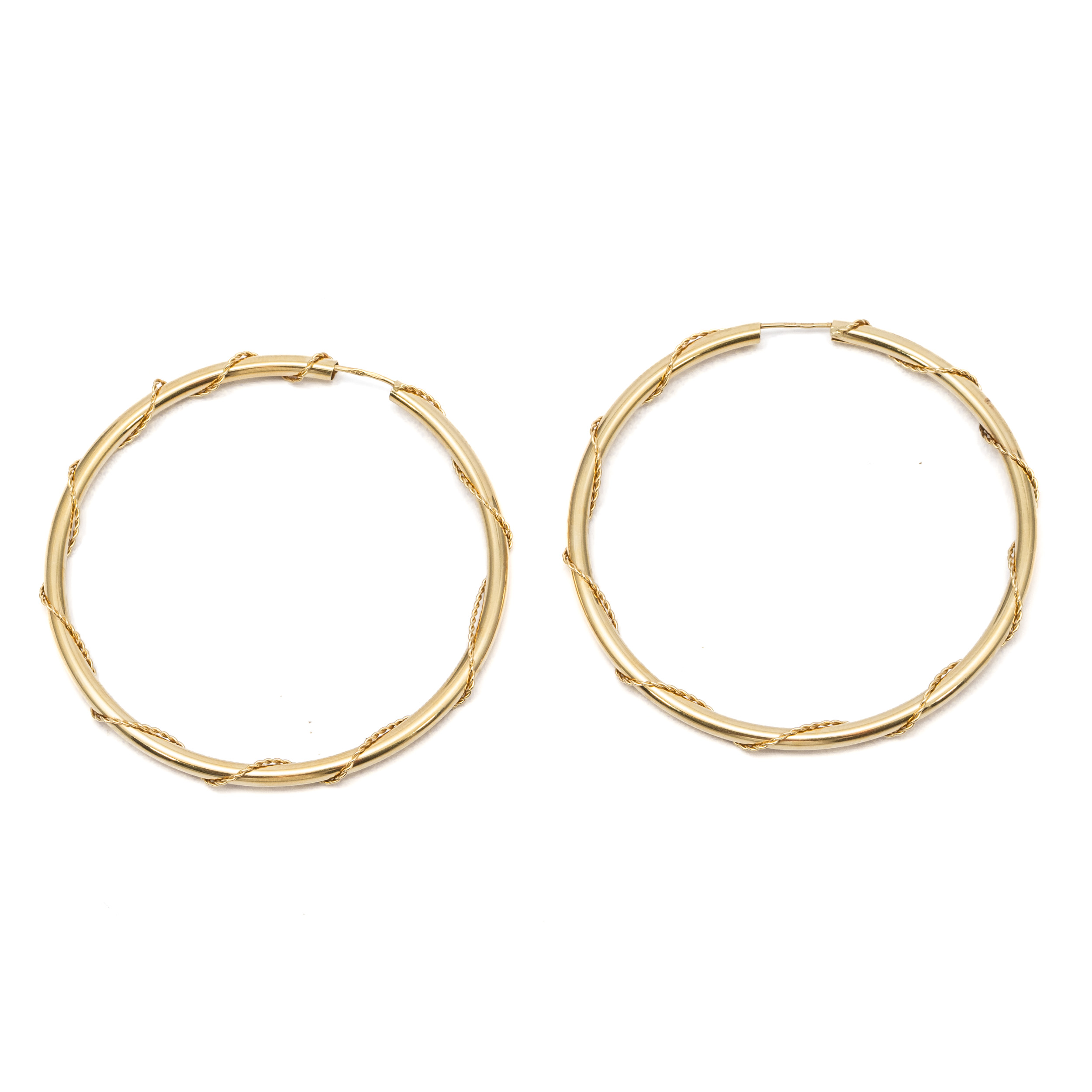 14k női arany csavart karika villás kapcsos fülbevaló 14k női arany csavart karika villás kapcsos fülbevaló