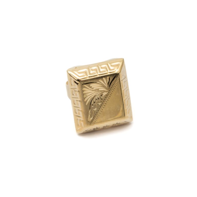 14k férfi arany fehér cirkónia köves pecsétgyűrű (másolat)