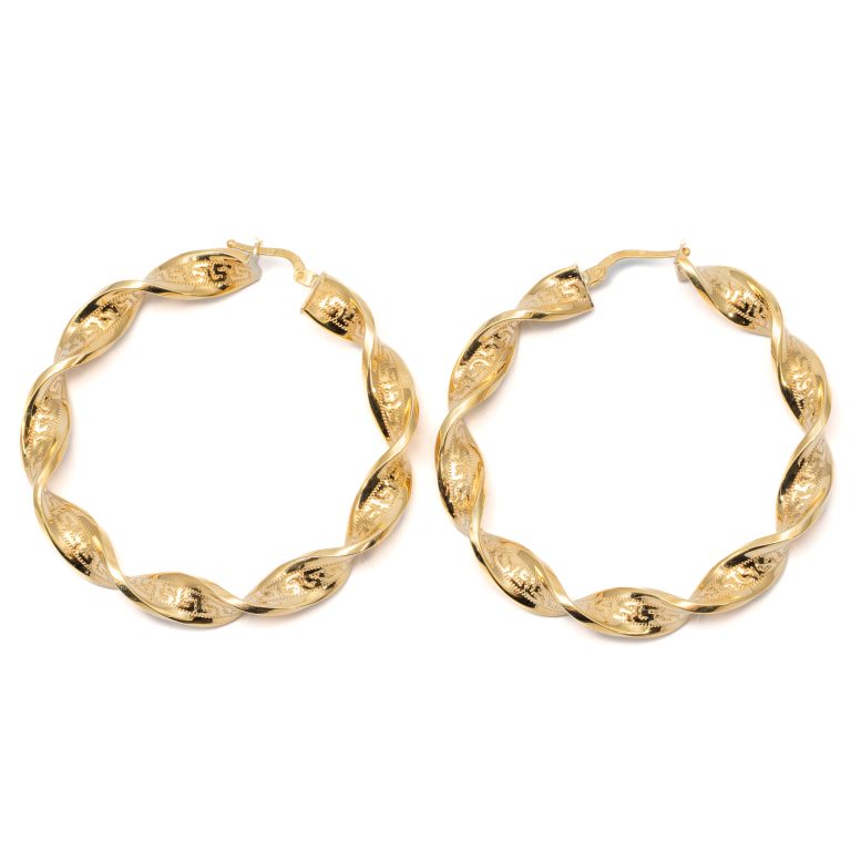 14k női arany csavart karika beakasztós fülbevaló (másolat)