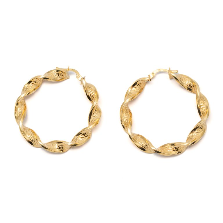 14k női arany csavart karika beakasztós fülbevaló (másolat)