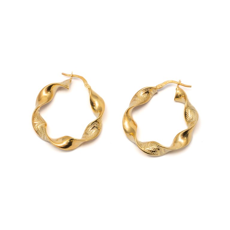 14k női arany csavart karika villás kapcsos fülbevaló (másolat)