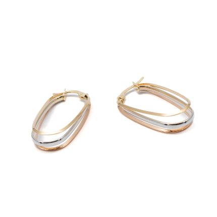 14k női arany bikolor ovális villás fülbevaló (másolat)