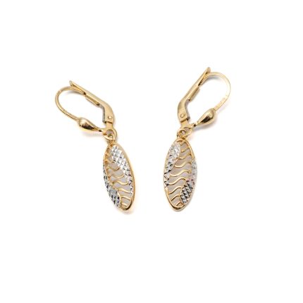 14k női arany bicolor levél mintás patent záras fülbevaló (másolat)