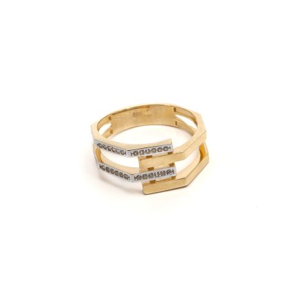 14k női arany bicolor gyűrű cirkónia kővel (másolat)