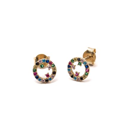 14k női arany szív mintás stekkeres fülbevaló színes cirkónia kővel (másolat)