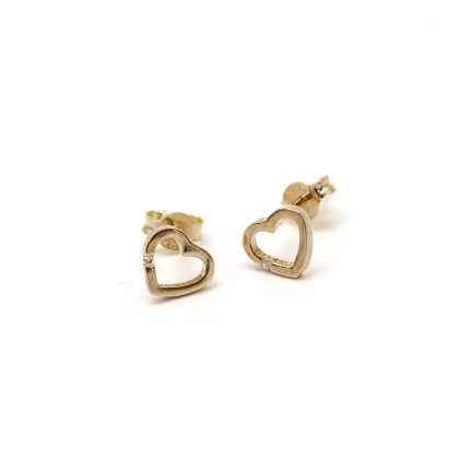 14k női arany szív formájú stekkeres fülbevaló cirkónia kővel (másolat)