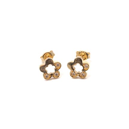 14k női arany szív formájú stekkeres fülbevaló cirkónia kővel (másolat)