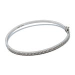 14k női fehérarany vésett karperec cirkónia kővel (másolat)