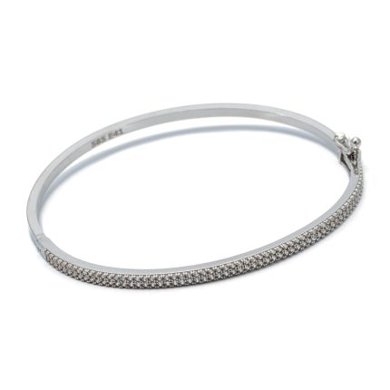 14k női fehérarany vésett karperec cirkónia kővel (másolat)