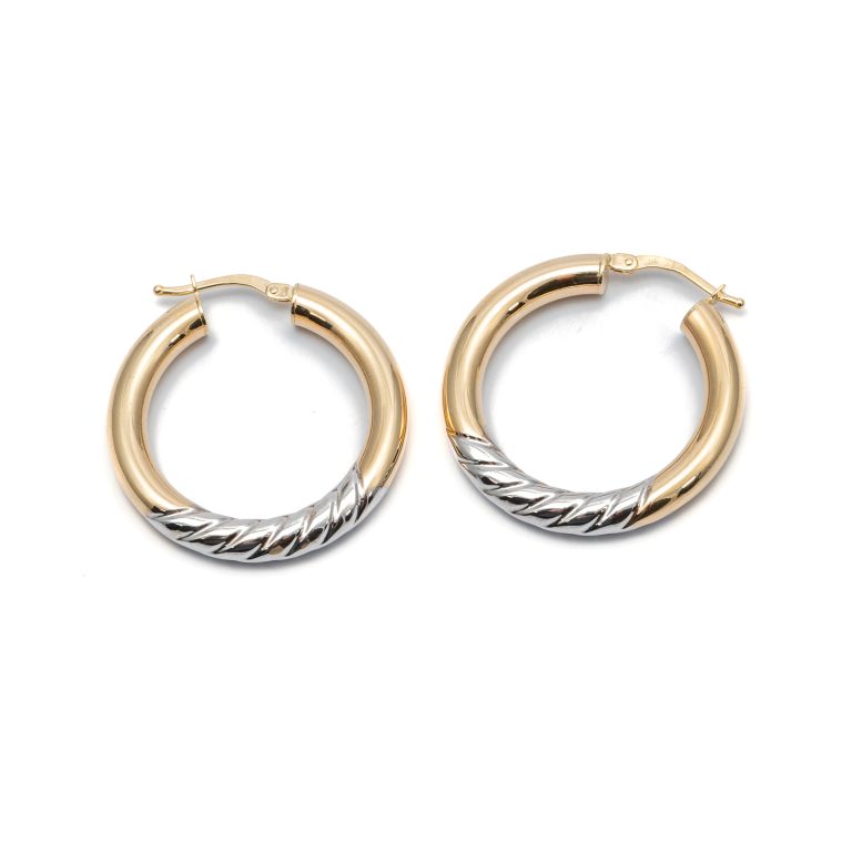 14k arany bicolor csavart villás kapcsos fülbevaló (másolat)