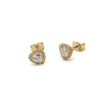 14k női arany stekkeres szív formájú fülbevaló cirkónia kővel (másolat)