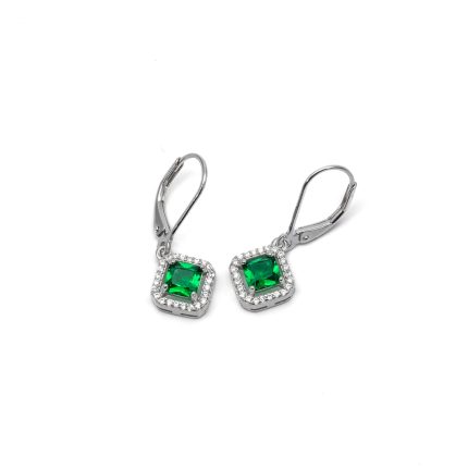 925 női ezüst fehér köves patent záras lóhere alakú fülbevaló (másolat)