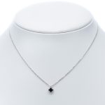 925 női ezüst nyaklánc fekete négylevelű lóhere mintával (másolat)