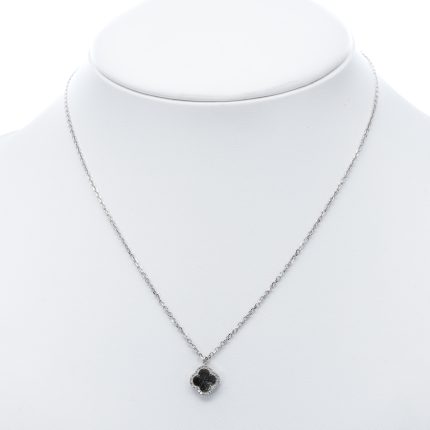 925 női ezüst nyaklánc zöld négylevelű lóhere mintával (másolat)