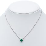 925 női ezüst nyaklánc zöld négylevelű lóhere mintával (másolat)