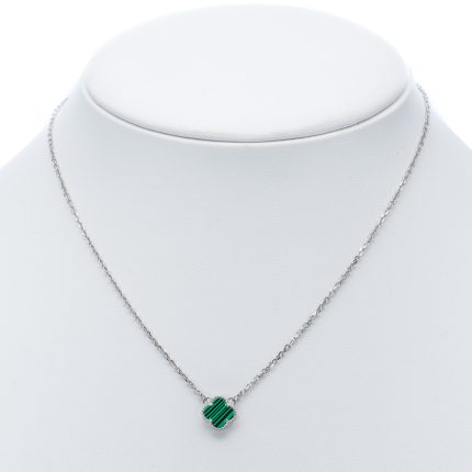 925 női ezüst nyaklánc zöld négylevelű lóhere mintával (másolat)