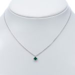 925 női ezüst nyaklánc rózsaszín négylevelű lóhere mintával (másolat)