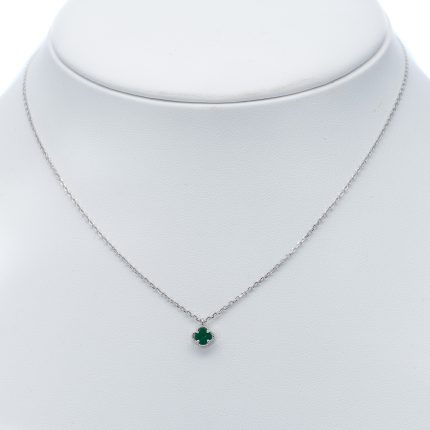 925 női ezüst nyaklánc rózsaszín négylevelű lóhere mintával (másolat)