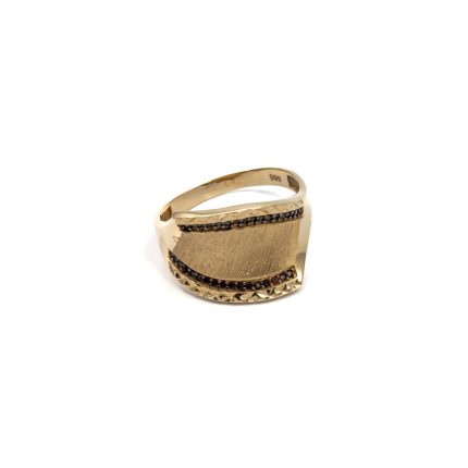 14k ferfi arany pecsetgyuru fekete kovekkel 84425