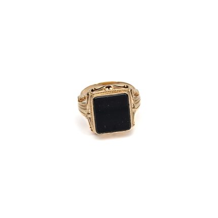 14k ferfi arany pecsetgyuru fekete kovel 84419