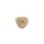 14k ferfi bicolor arany pecsetgyuru csikos mintaval 84767