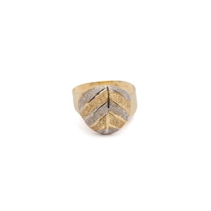 14k ferfi bicolor arany pecsetgyuru csikos mintaval 84767