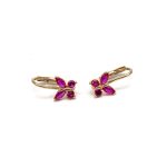 14k gyermek arany pillango fulbevalo piros kovekkel 84907