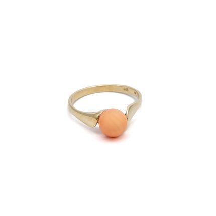 14k noi arany gyuru rozsaszin korall gombbel 84218