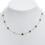 14k noi arany nyaklanc zold es feher lohere diszekkel 84847