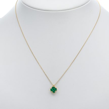 14k noi arany nyaklanc zold lohere medallal 84797
