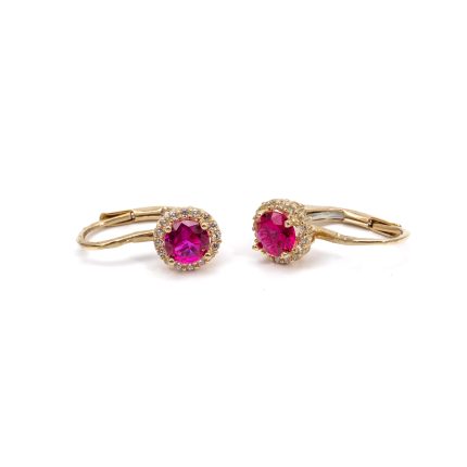 14k noi arany rozsaszin koves fulbevalo 84561