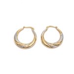14k noi bicolor arany csavart karika fulbevalo 84336