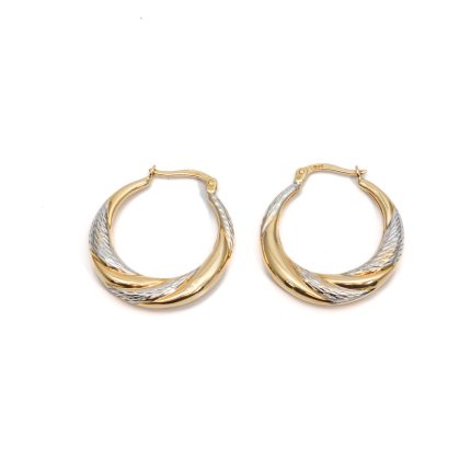 14k noi bicolor arany csavart karika fulbevalo 84336