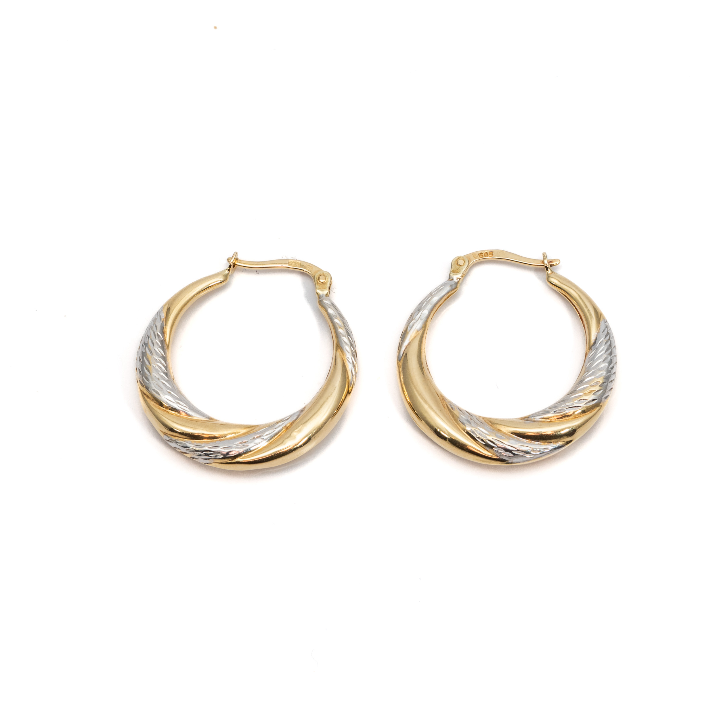 14k noi bicolor arany csavart karika fulbevalo 84336 14k noi bicolor arany csavart karika fulbevalo 84336