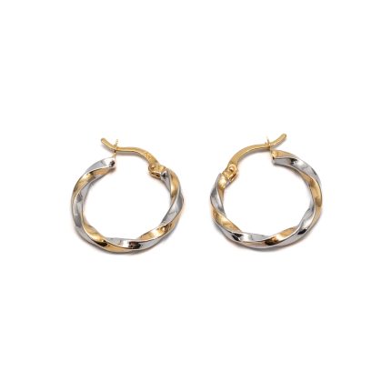 14k noi bicolor arany csavart karika fulbevalo 84876