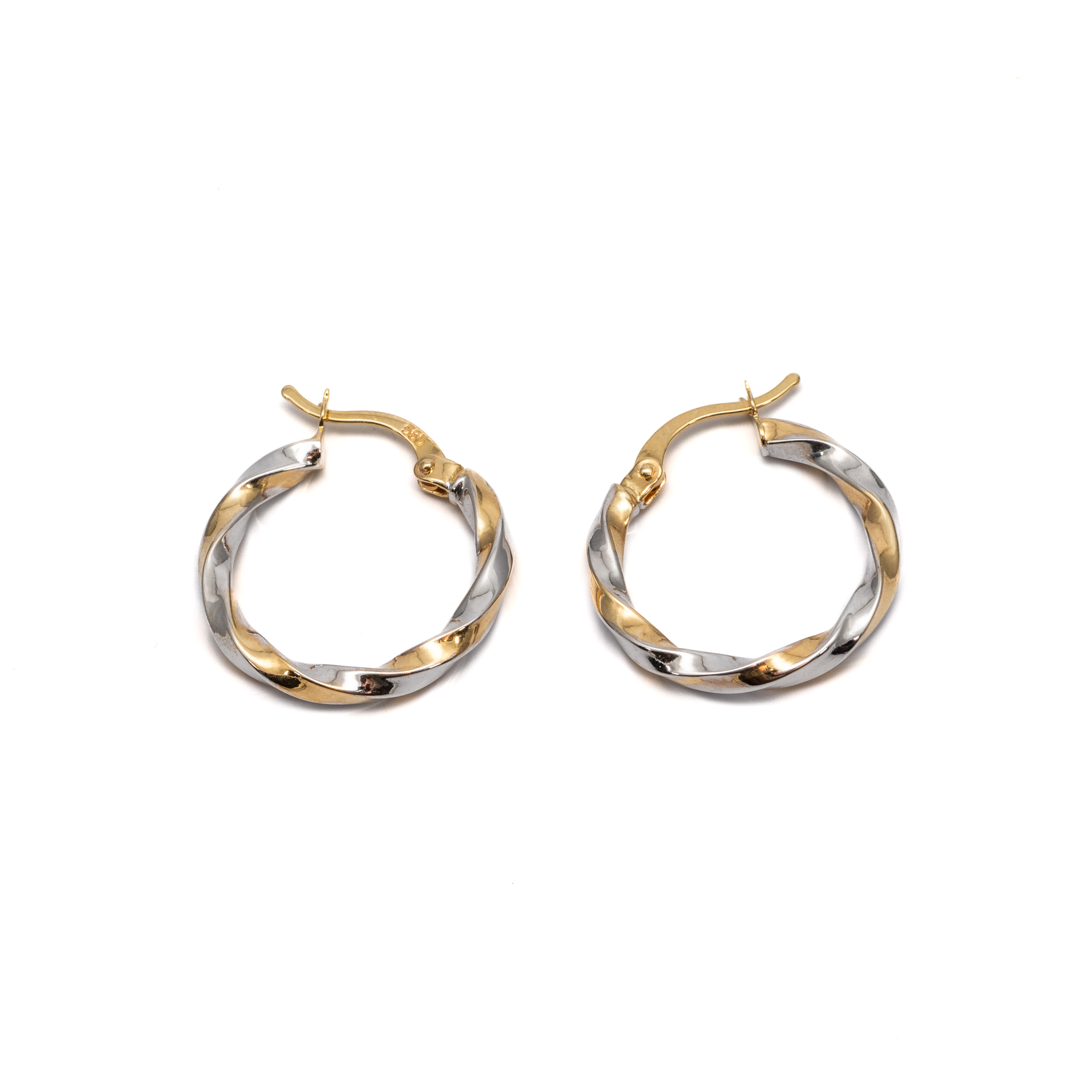 14k noi bicolor arany csavart karika fulbevalo 84876 14k noi bicolor arany csavart karika fulbevalo 84876