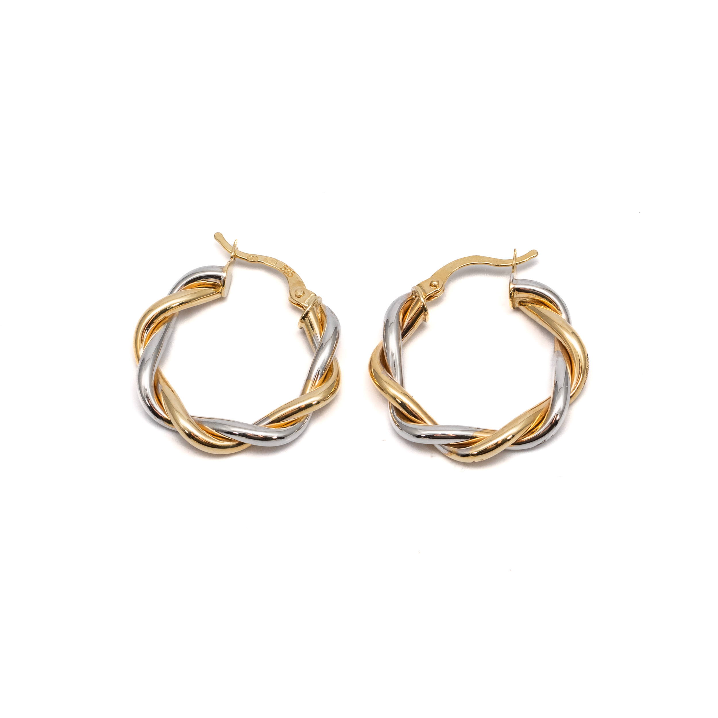 14k noi bicolor arany fonott karika fulbevalo 84899 14k noi bicolor arany fonott karika fulbevalo 84899