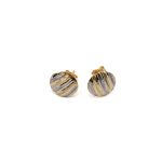14k noi bicolor arany gomb fulbevalo csikos mintaval 84904