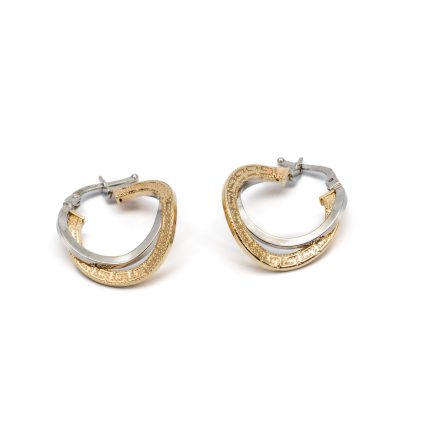 14k noi bicolor arany gorog mintas karika fulbevalo 84162