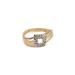 14k noi bicolor arany gyuru gyemantvesett negyzettel 84942