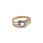 14k noi bicolor arany gyuru gyemantvesett negyzettel 84952