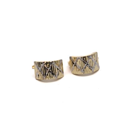 14k noi bicolor arany szeles fulbevalo vesett mintaval 84898
