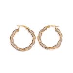 14k noi tricolor arany csavart karika fulbevalo 84383