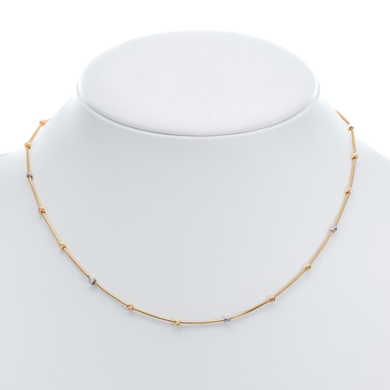 14k noi tricolor arany kigyo nyaklanc gombokkel 84574