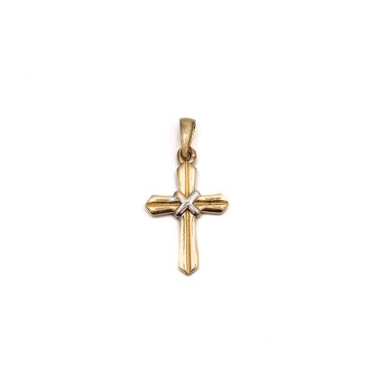 14k unisex bicolor arany kereszt medal 84184