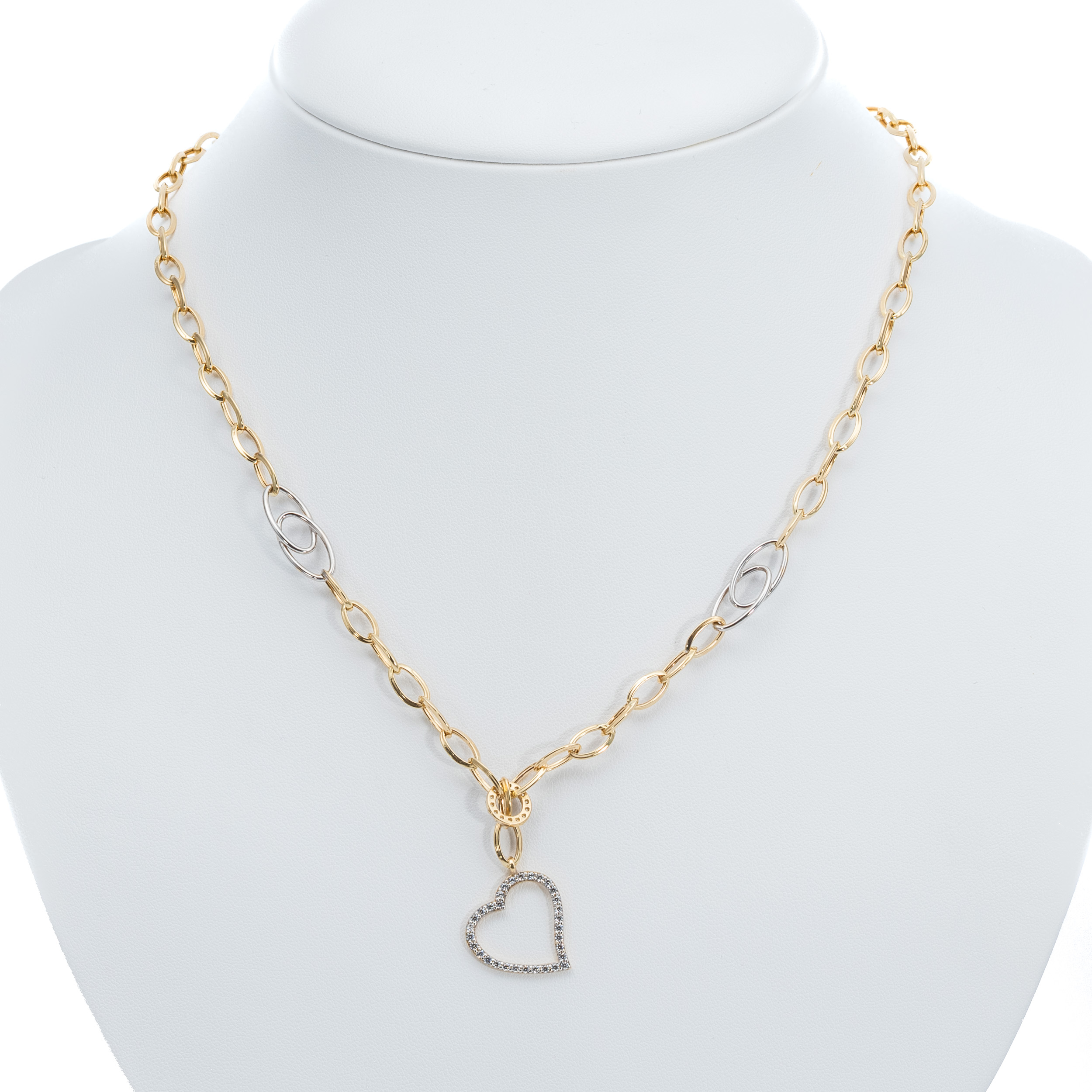 14k noi bicolor arany nyaklanc cirkonias sziv medallal 50 cm 85059 14k noi bicolor arany nyaklanc cirkonias sziv medallal 50 cm 85059
